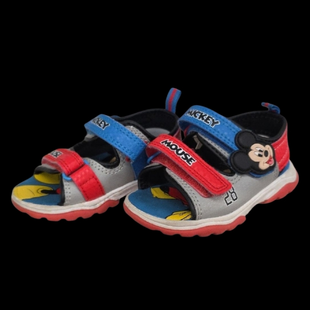 Disney Red and Blue Sandals with Velcro Straps and Mickey Mouse Design